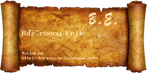 Bársony Erik névjegykártya